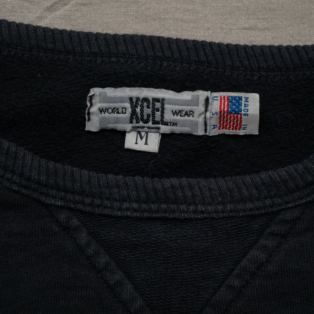 Vintage 80s Black Sweatshirt‎ Single V USA Adult Medium XCEL World Wear - Picture 5 of 6